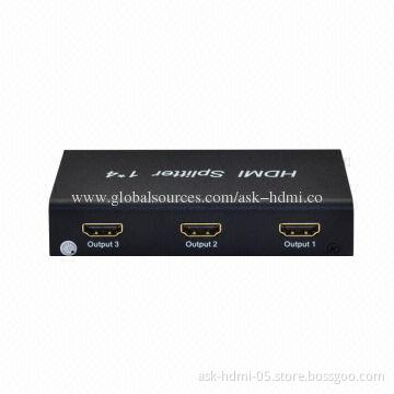 1 x 4 HDMI Splitter, 4-port, 1,080P, V1.3 HDTV, 3D HD Audio, 5V DC/1A Power Supply